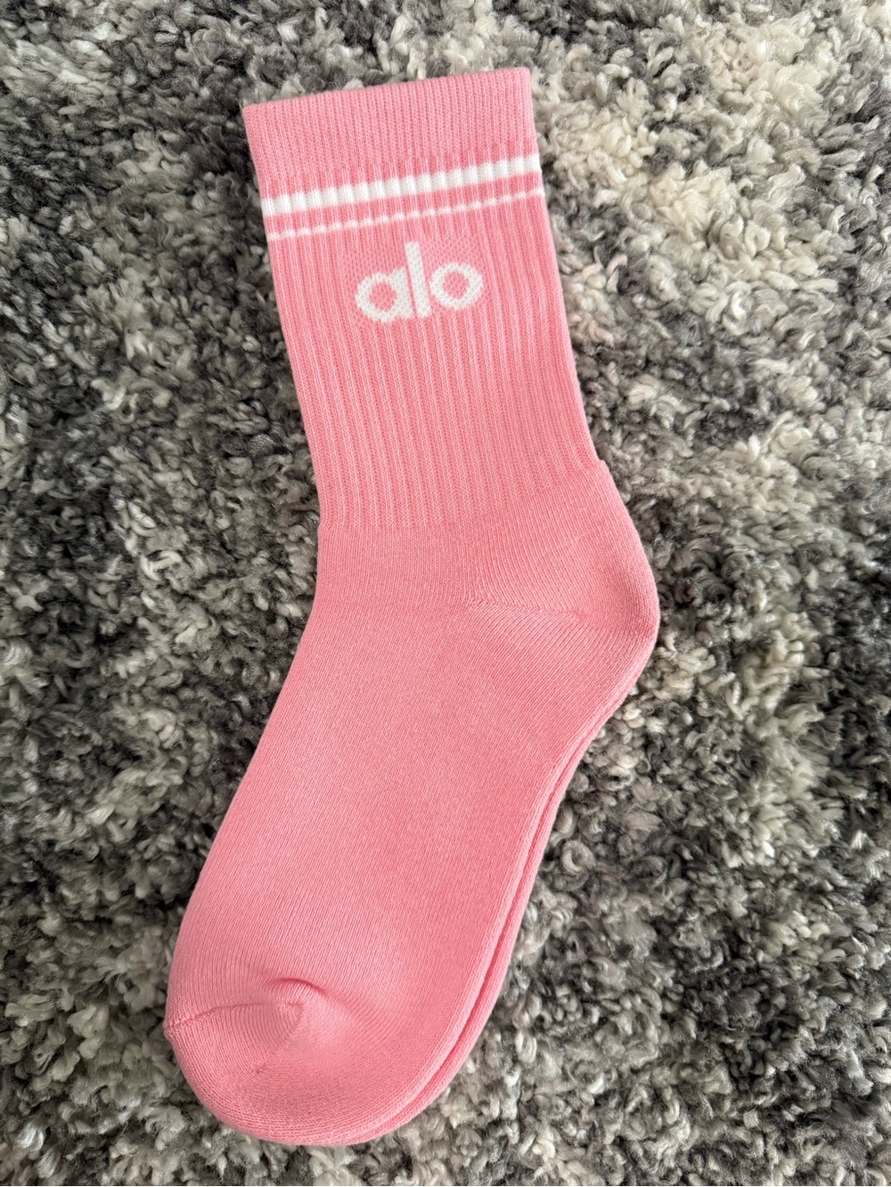 ALO Yoga Pink Crew Athletic Socks with White Logo